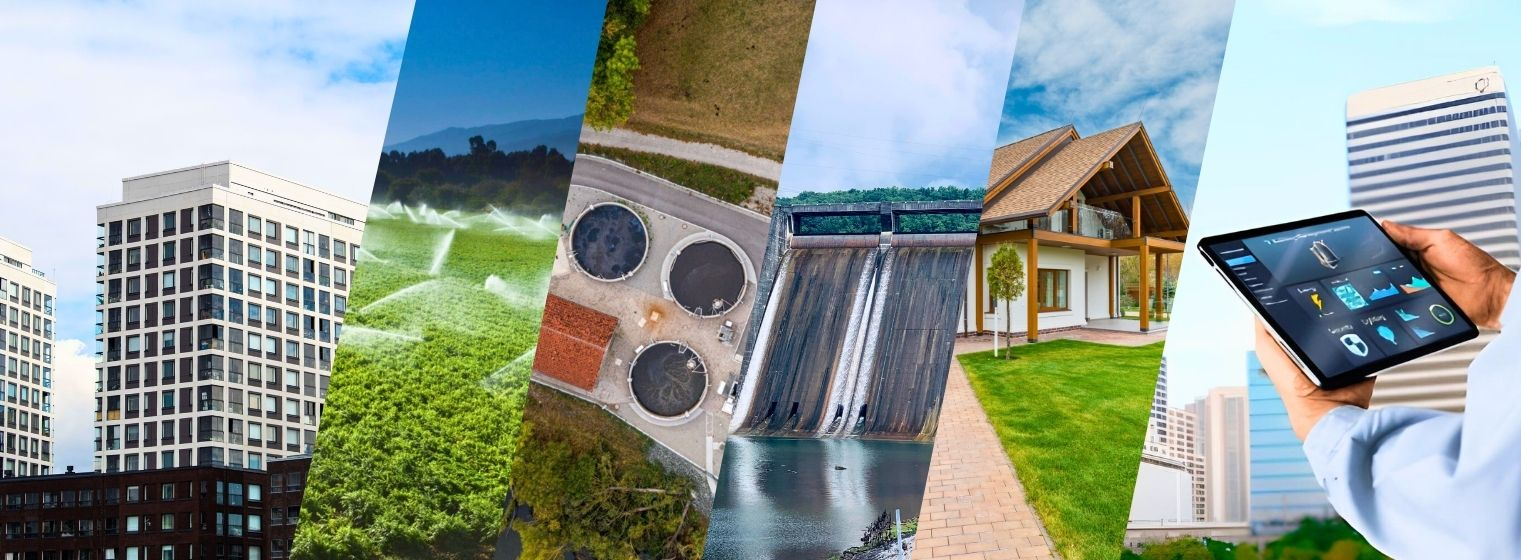 Panoramic view of a modern smart office interior hallway